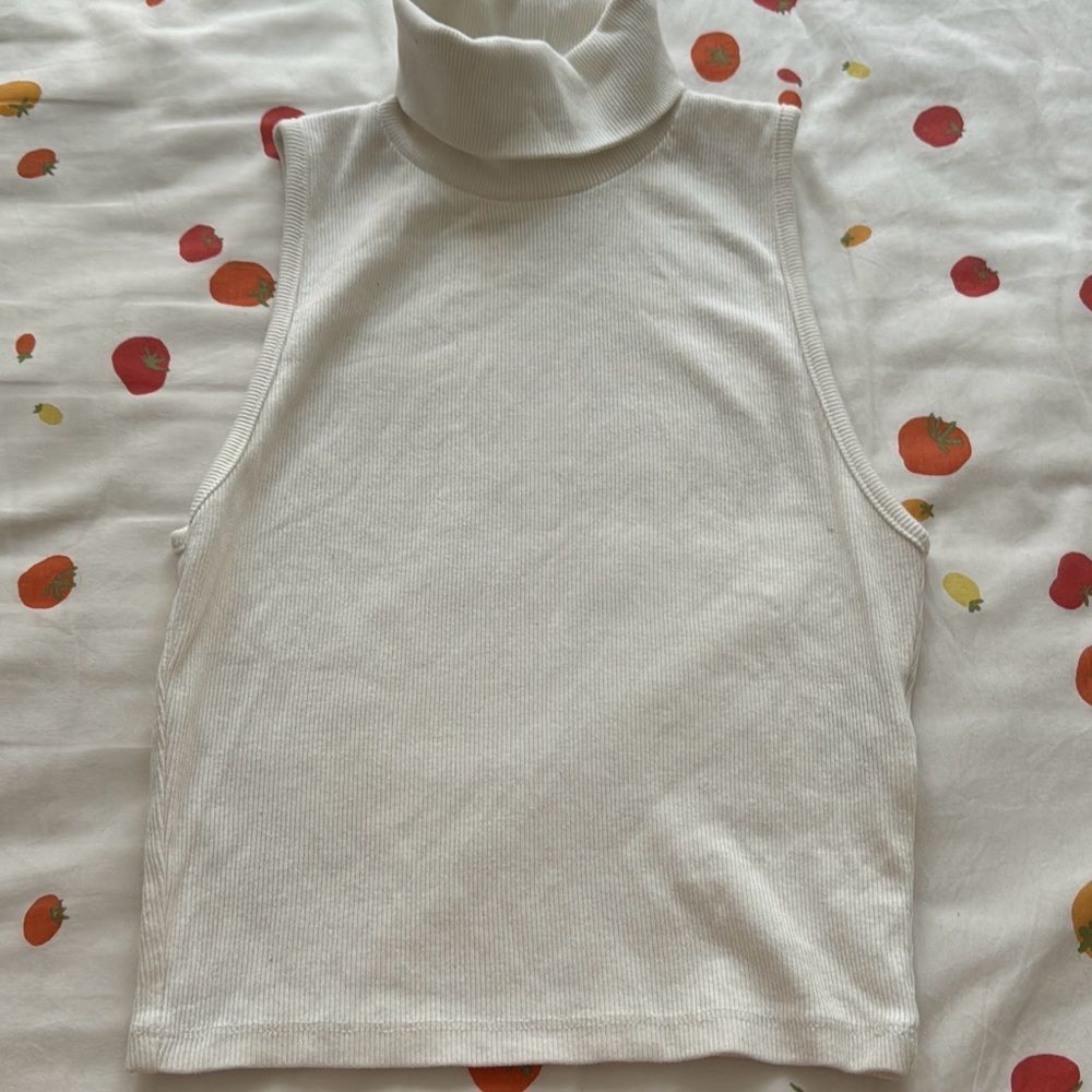 Zara White Turtleneck Tank Top